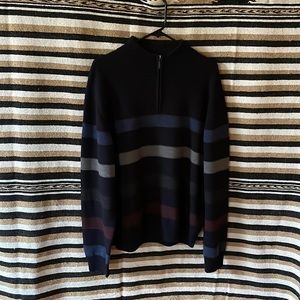 Garret Scott Men’s Striped Quarter-Zip Sweater, Large
